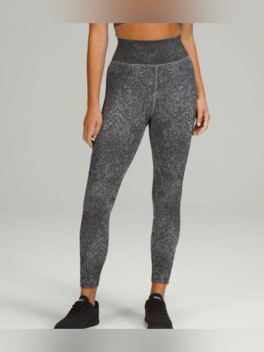 Lululemon Ebb to Train Super High Rise Leggings Size 0 Black Gray Ribbed